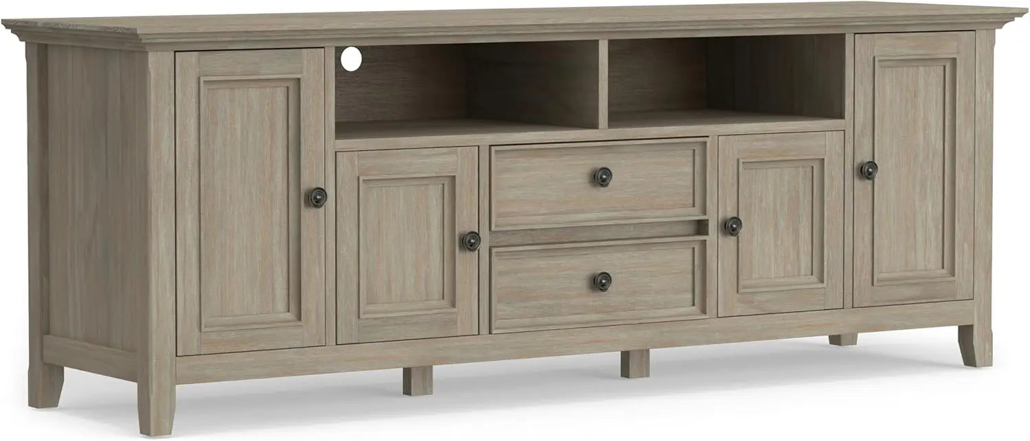 Solid Wood Universal TV Media Stand, 54 Inch Wide, Transitional, Living Room Entertainment Center, Storage Cabinet