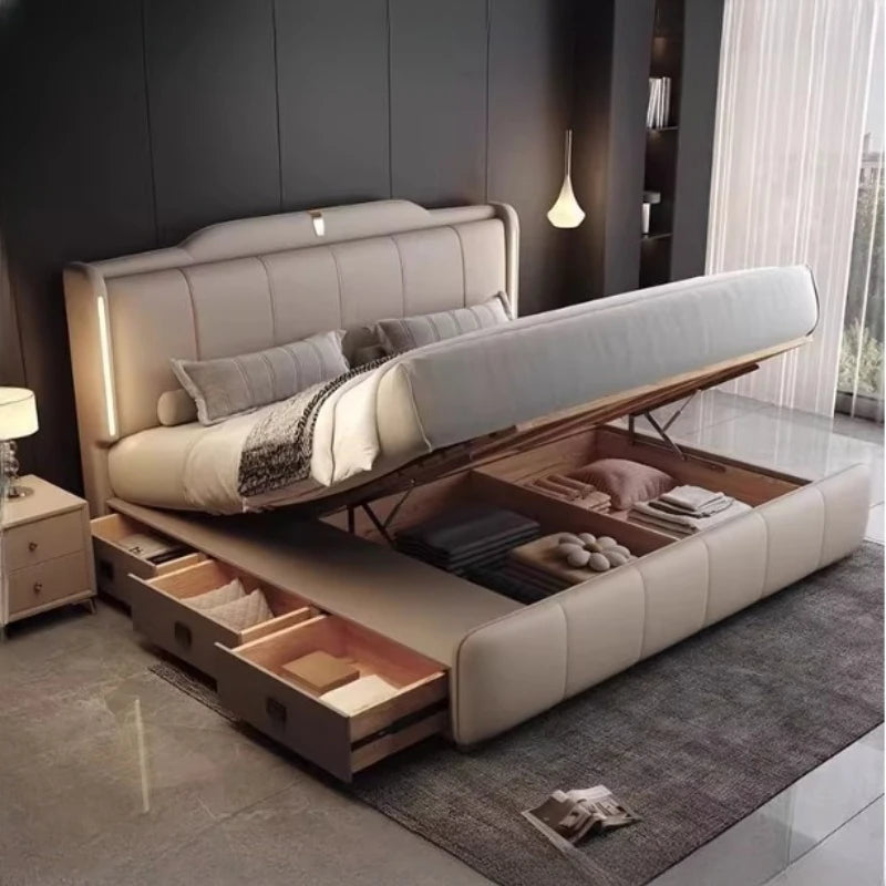 Double Bed Frame King Size Frame Headboard with 3 Drawer Storage
