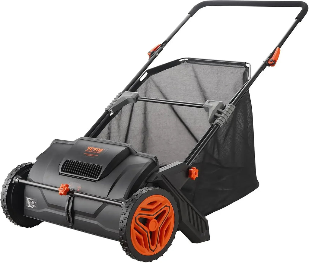 Push Lawn Sweeper, 21-inch Leaf & Grass Collector, Strong Rubber Wheels & Heavy Duty Thickened Steel