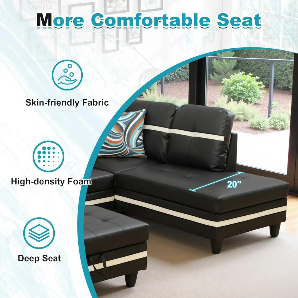 103.5" Oversized Sectional Couch, L Shaped Couch with Storage Ottoman, Modern Modular Sofa with Deep Seat