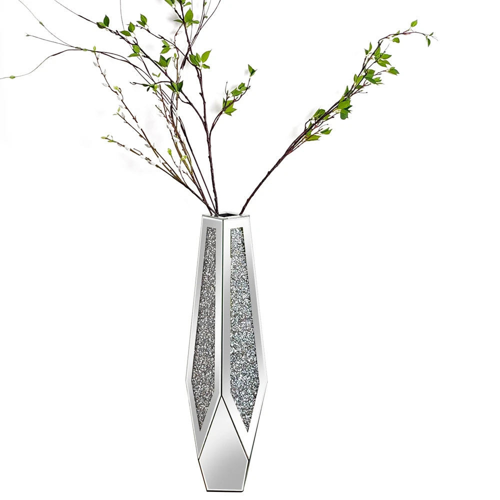 Crushed Diamond Mirrored Flower Vase /Standing/ Large Size