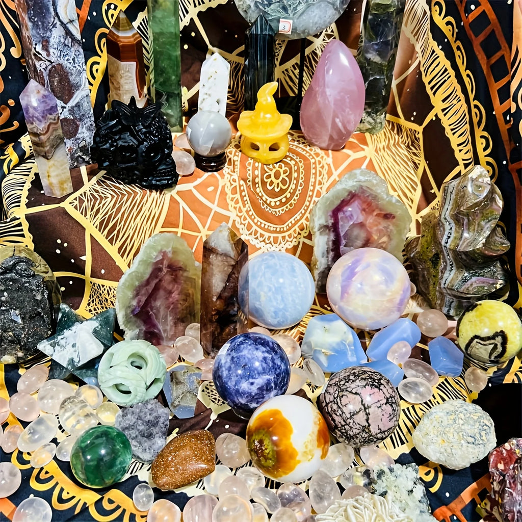 Open Your Own Unique Crystals! 4lb-6lb Crystal Gift Box-Mixed With Raw Stone, Tower, Sphere, Carving , Bracelet Ring, Home Decoration