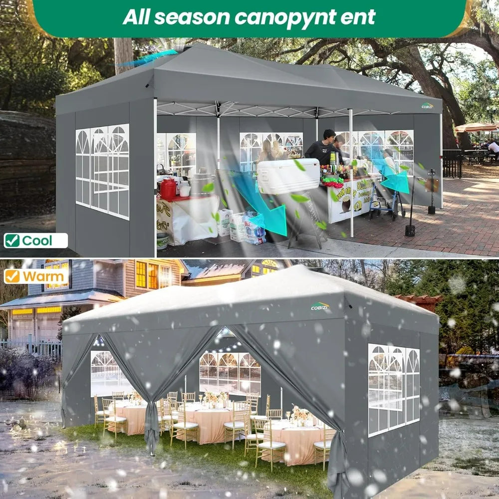 10x20 Instant Canopy with 6 Sidewalls, Waterproof Outdoor Wedding Party Tent/ Gazebo