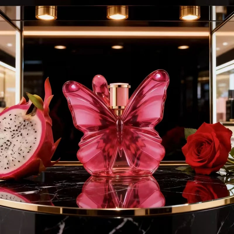 LA Bom- 2.7oz Female Perfume, Fresh Flower and Fruit Fragrance, Dragon Fruit Integration, Unique Butterfly Design