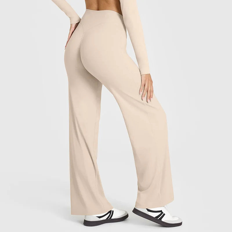 NCLAGEN Sport Trousers Straight-Leg Pants Ultra Soft Butter Fabric Women's Mid-Waist Yoga Pants GYM Naked Feel Pilates Running