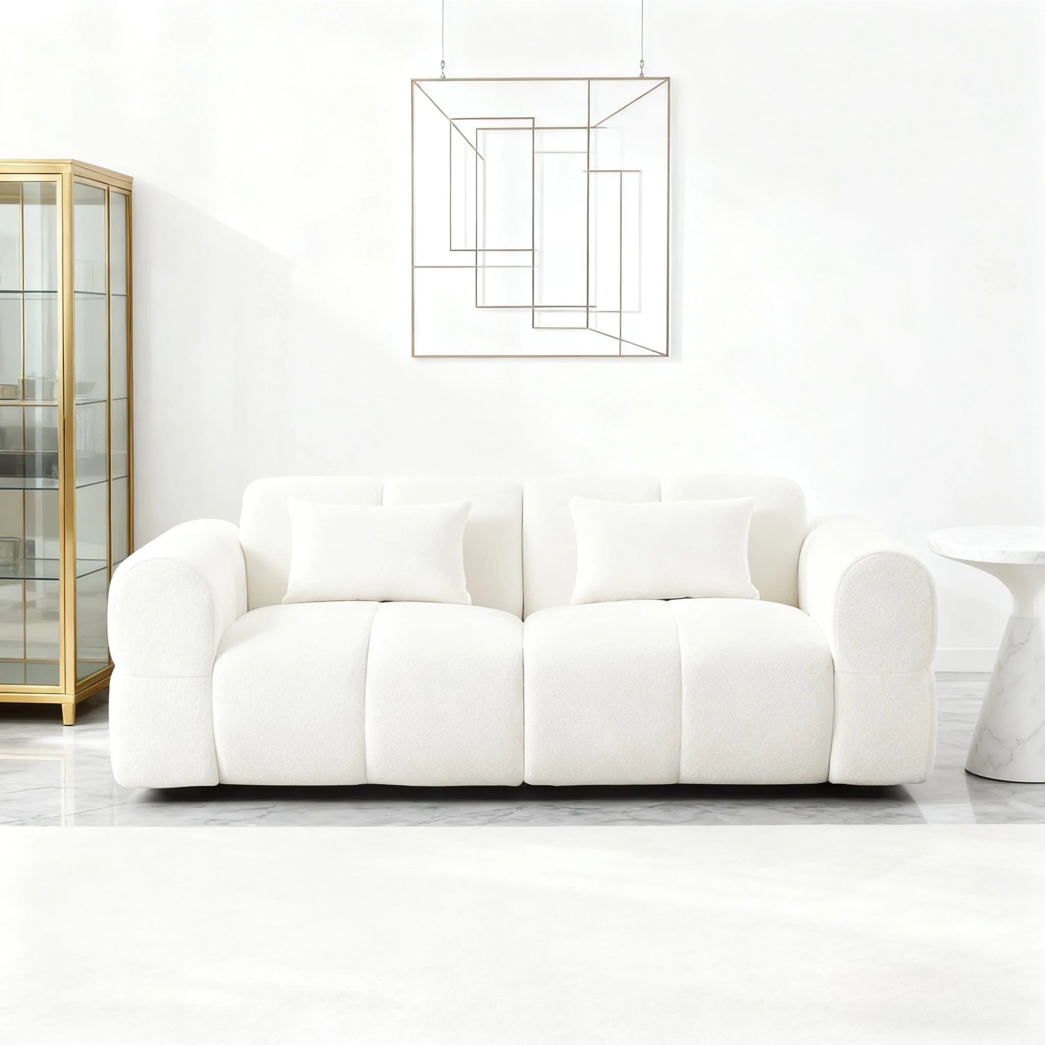 80" Upholstered 3-Seater Boucle Couch | Comfy Deep Seat Lambswool Cloud Sofa | Modern Oversized Loveseat for Living Room