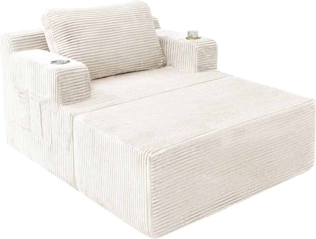 Oversized Chaise Lounge Chair, Cloud Couch with Fluffy Upholstered, Deep Seat Sleeper Sofa Bed