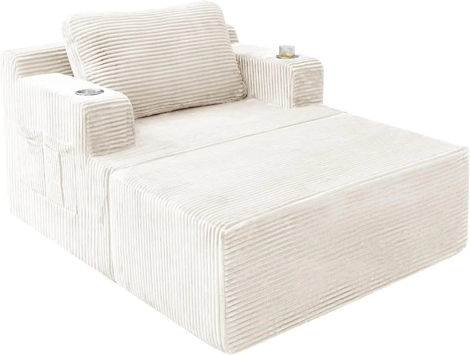 Oversized Chaise Lounge Chair, Cloud Couch with Fluffy Upholstered, Deep Seat Sleeper Sofa Bed