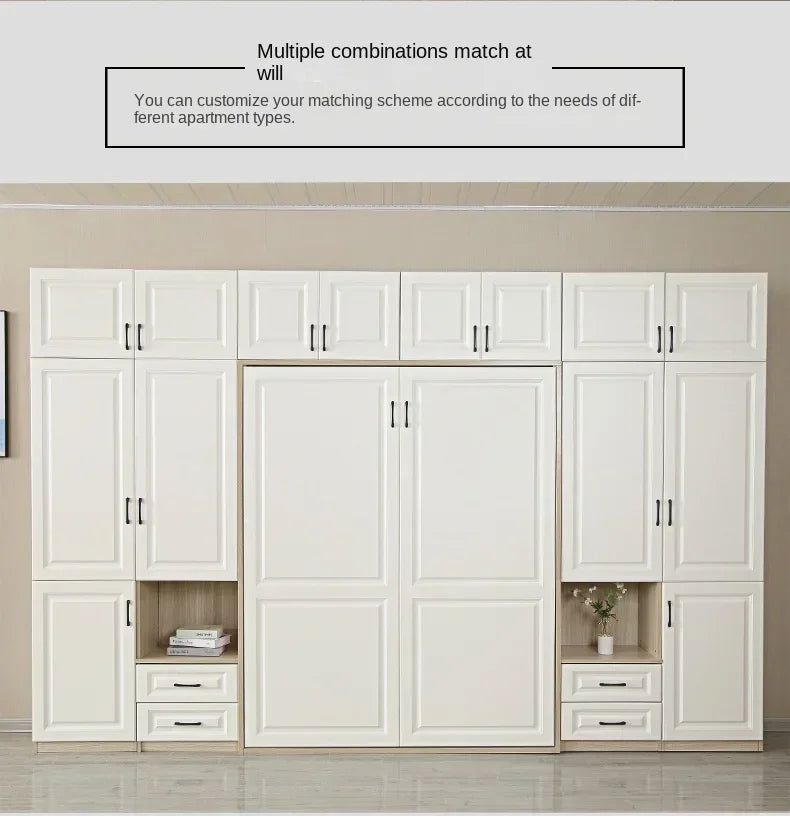 Invisible Multifunctional Wardrobe Integrated Folding Bed, Combination Study Room/ Bedroom/ Hidden Wall Cabinet Bed / Bedroom Set