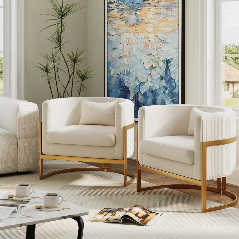 Upholstered Velvet Accent Barrel Arm Chair