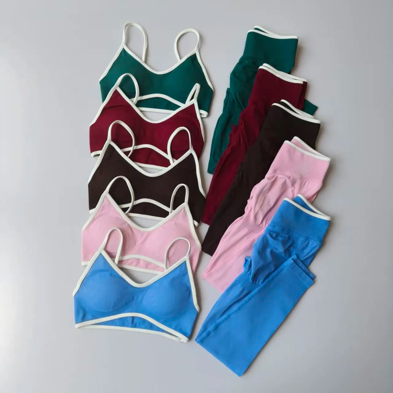 2pcs Sport Sets Women Gym Push Up Yoga Pants Hollow Back Gym Fitness Bras Workout High Waisted Leggings Seamless Tights Set Suit