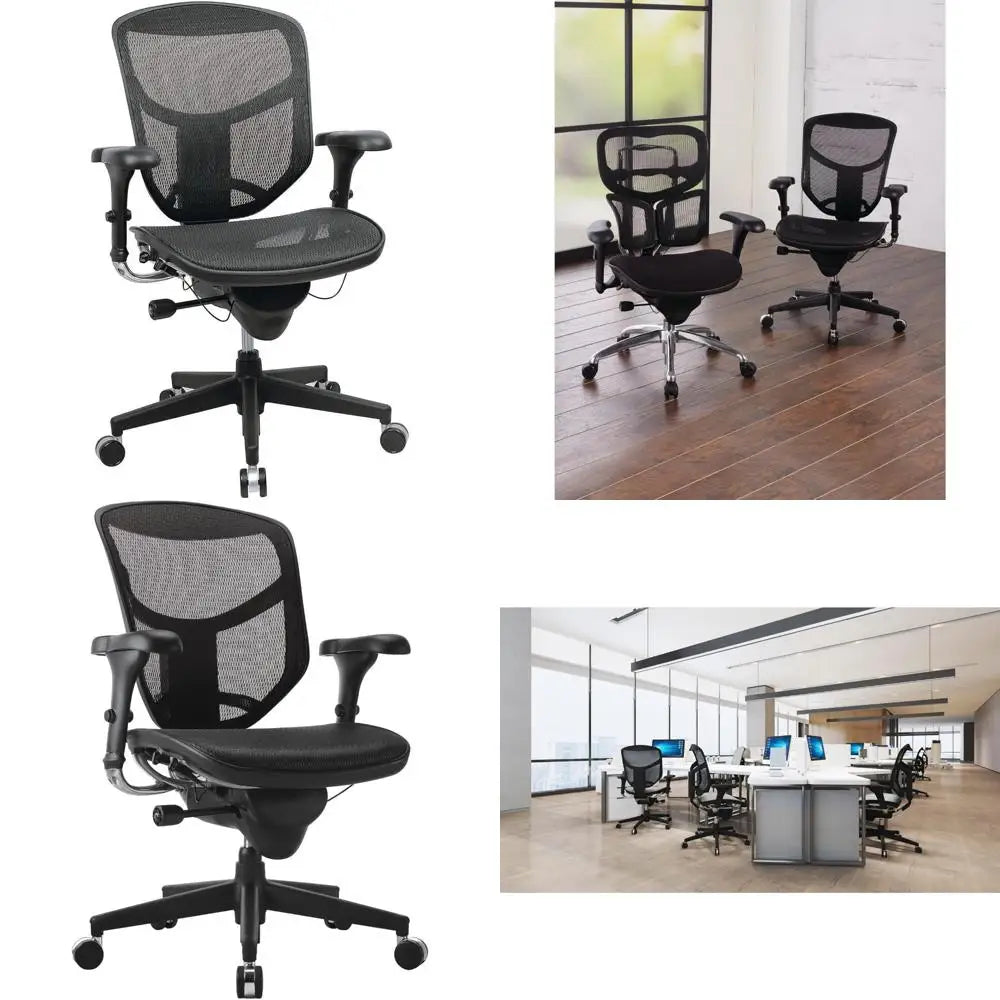 Quantum 9000 Series Ergonomic Mid-Back Office Chair with Mesh Seat and Back, Black