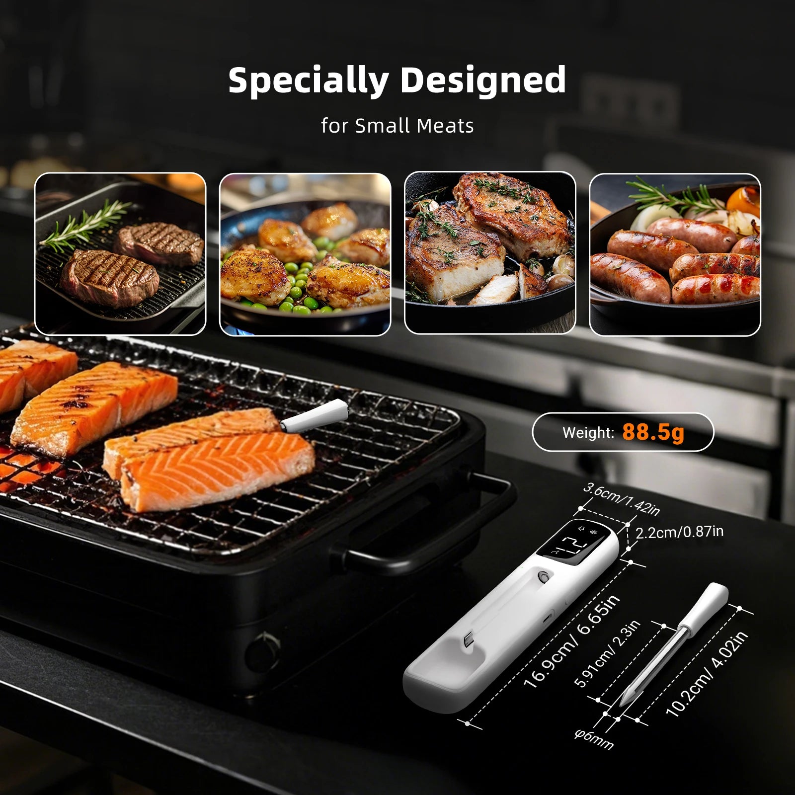 INKBIRD INT-11I-B Mini Wireless Meat Thermometer, Bluetooth 5.4 1000ft, 1s Response, IP67, 26 Presets, LED Display, for BBQ/Gril