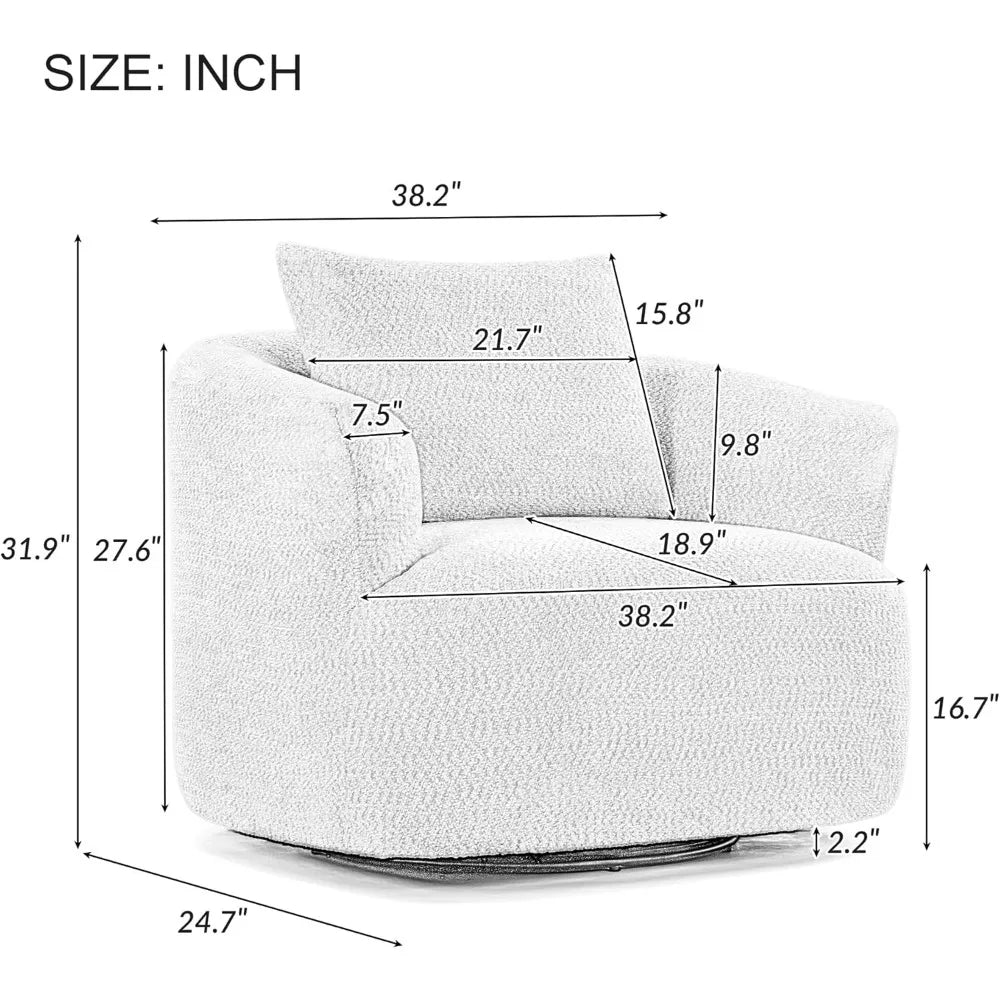 Contemporary 360-Degree Chenille Swivel Chair with Pillow and Armrest