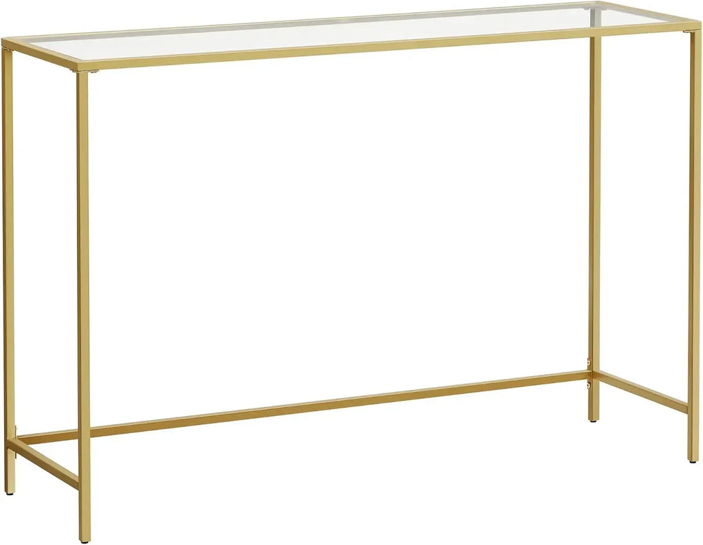 47.2 Inches Console Table, Tempered Glass Sofa Table, Modern Entryway Table, Sturdy Metal Frame,Easy to Assemble,Adjustable Feet