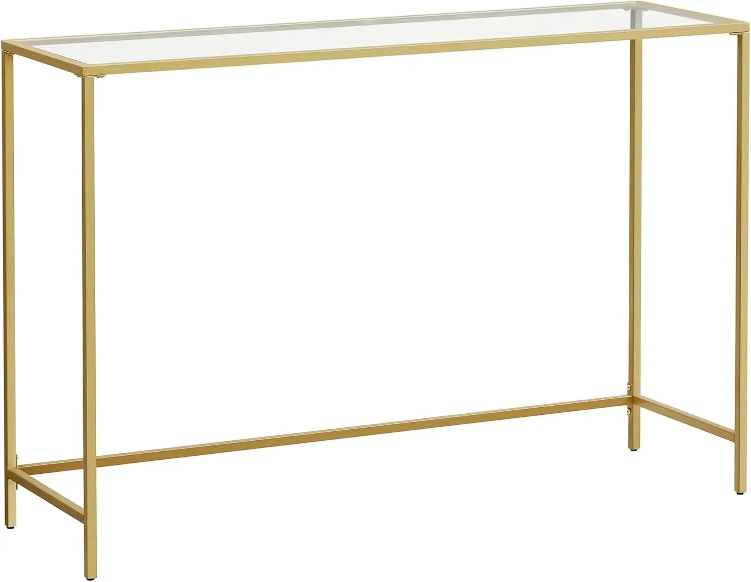47.2 Inches Console Table, Tempered Glass Sofa Table, Modern Entryway Table, Sturdy Metal Frame,Easy to Assemble,Adjustable Feet