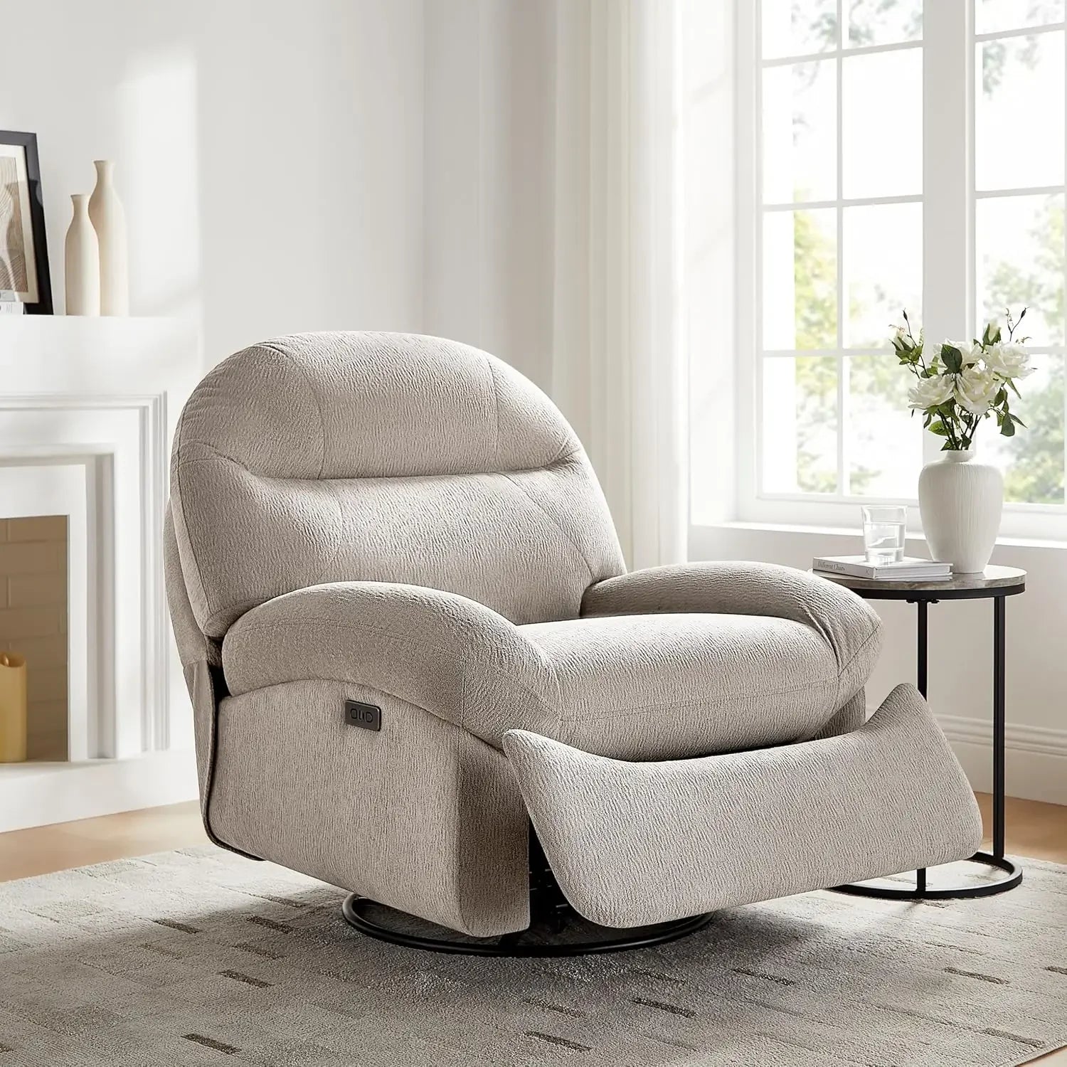 Power Recliner Chair with USB And Type-C Charging 270° Swivel Glider Rocker Electric Nursery Recliner for Living Room/ Bedroom