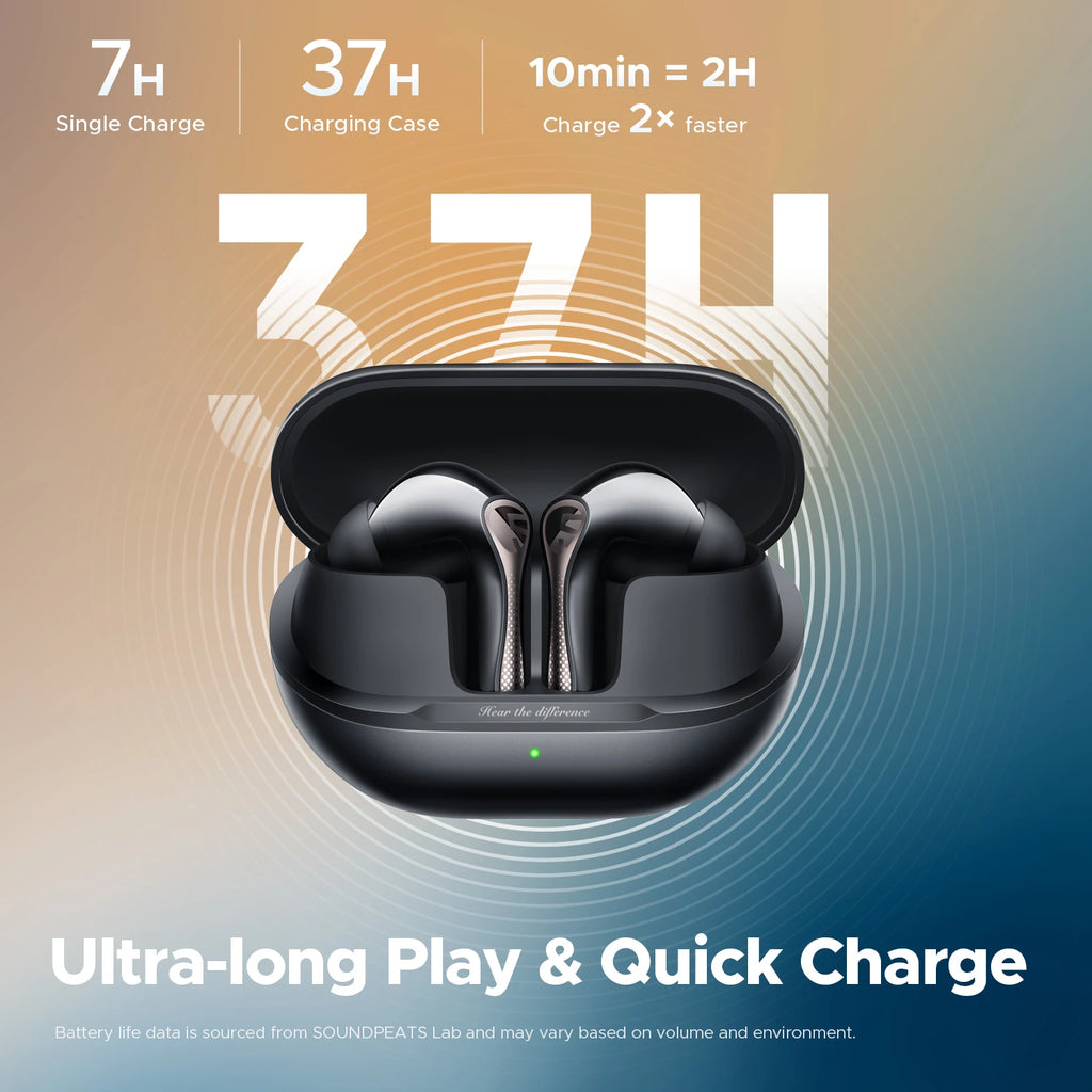 Air5 Pro Wireless Earphones 55 dB Adaptive Hybrid ANC Bluetooth 5.4 Earbuds, Hi-Res LDAC Apt X Lossless,6 Mics AI ENC