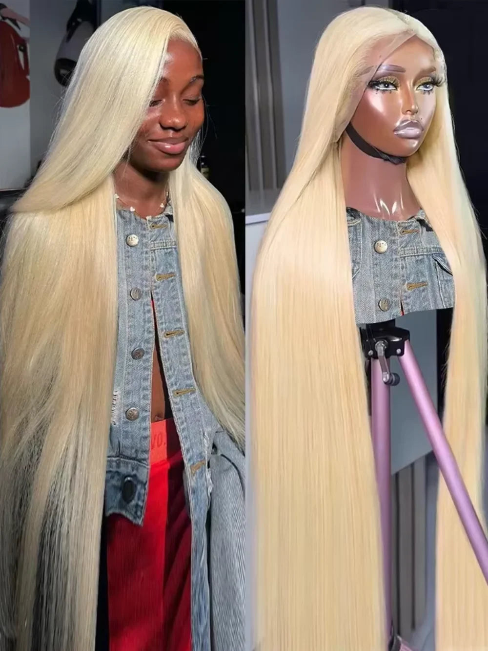 200 Density 46 50 Inch Straight 613 Blonde 13x6 Hd Lace Front Human Hair Wigs 13x4 Transparent Lace Frontal Brazilian Remy Wig