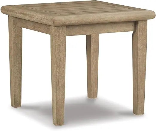 Outdoor Eucalyptus Wood Square Table/Gray-Brown