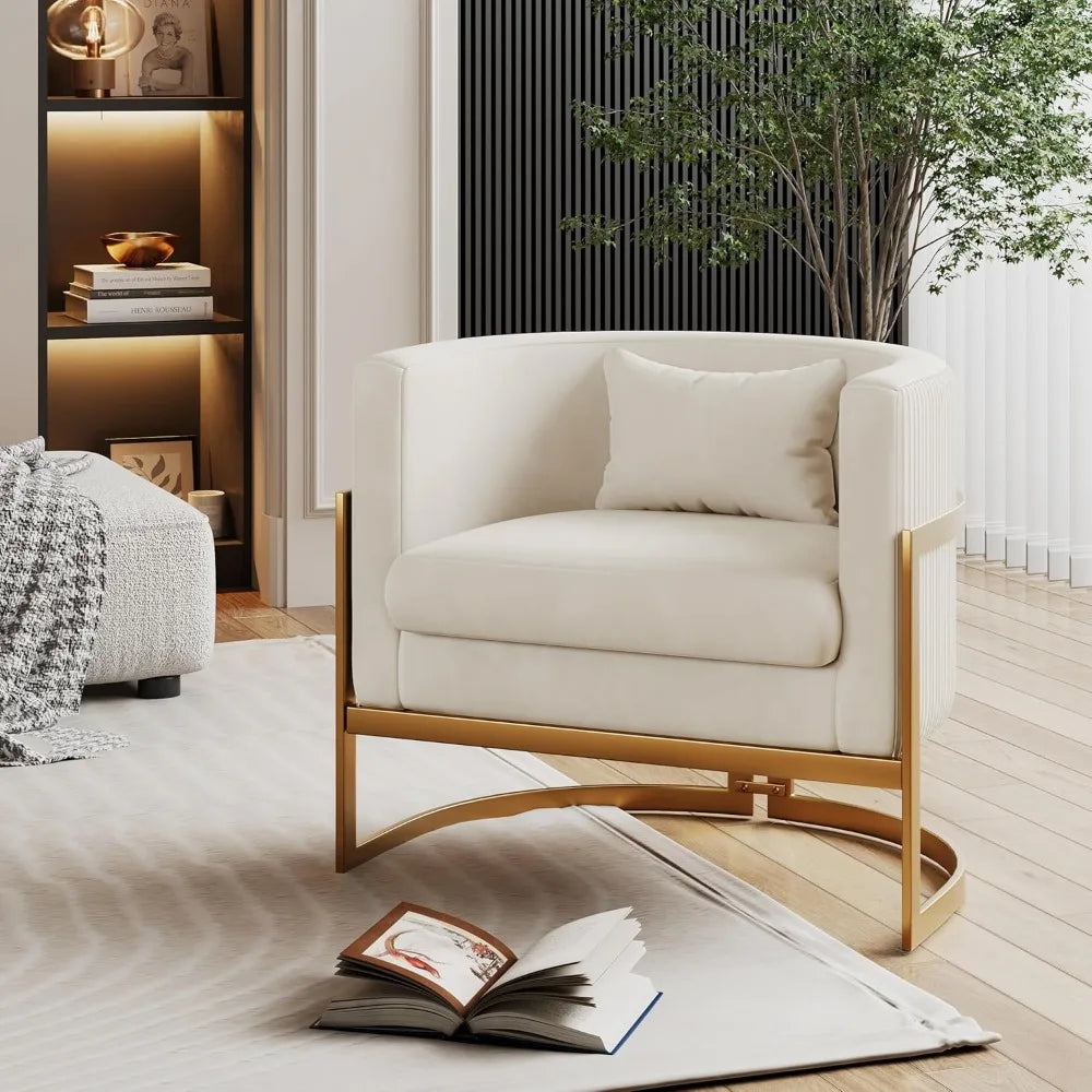 Upholstered Velvet Accent Barrel Arm Chair