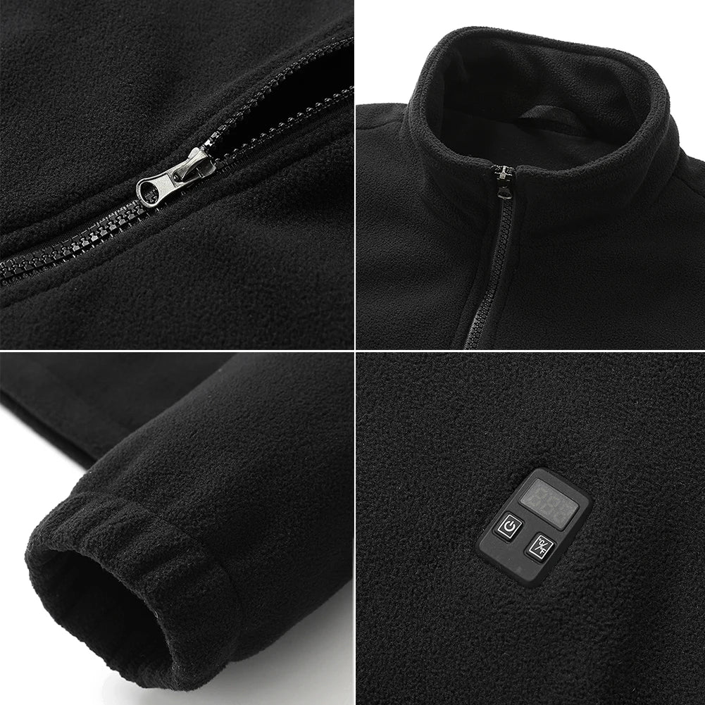9 Heated Area Intelligent Heating Coat/ USB Charging Heating Jacket/ 3 Gear Temperature Heated Insulated Jackets for Hiking-Skiing