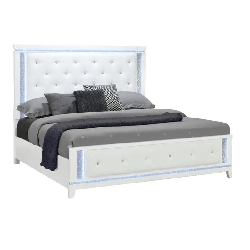 5-Piece Bedroom Set - White King Size Bed with Nightstands, Dresser, and Mirror