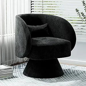 Swivel Barrel Chair, 360 Degree Modern Small Round Boucle Sherpa Swivel