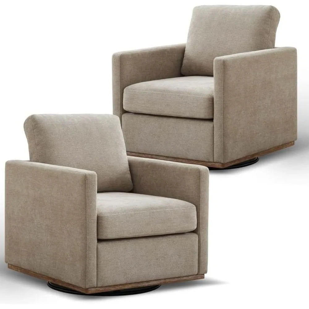 Swivel Accent Chair Set of 2, 360 Degree Square Swivel Barrel Chair for Living Room/Bedroom