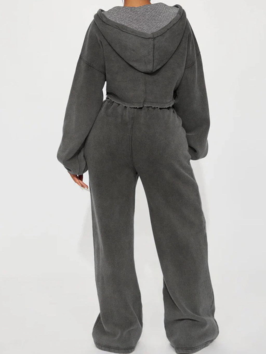 New Women's Solid Color Long Sleeve Hooded Zipper Sweatshirt and Casual Joggers Set