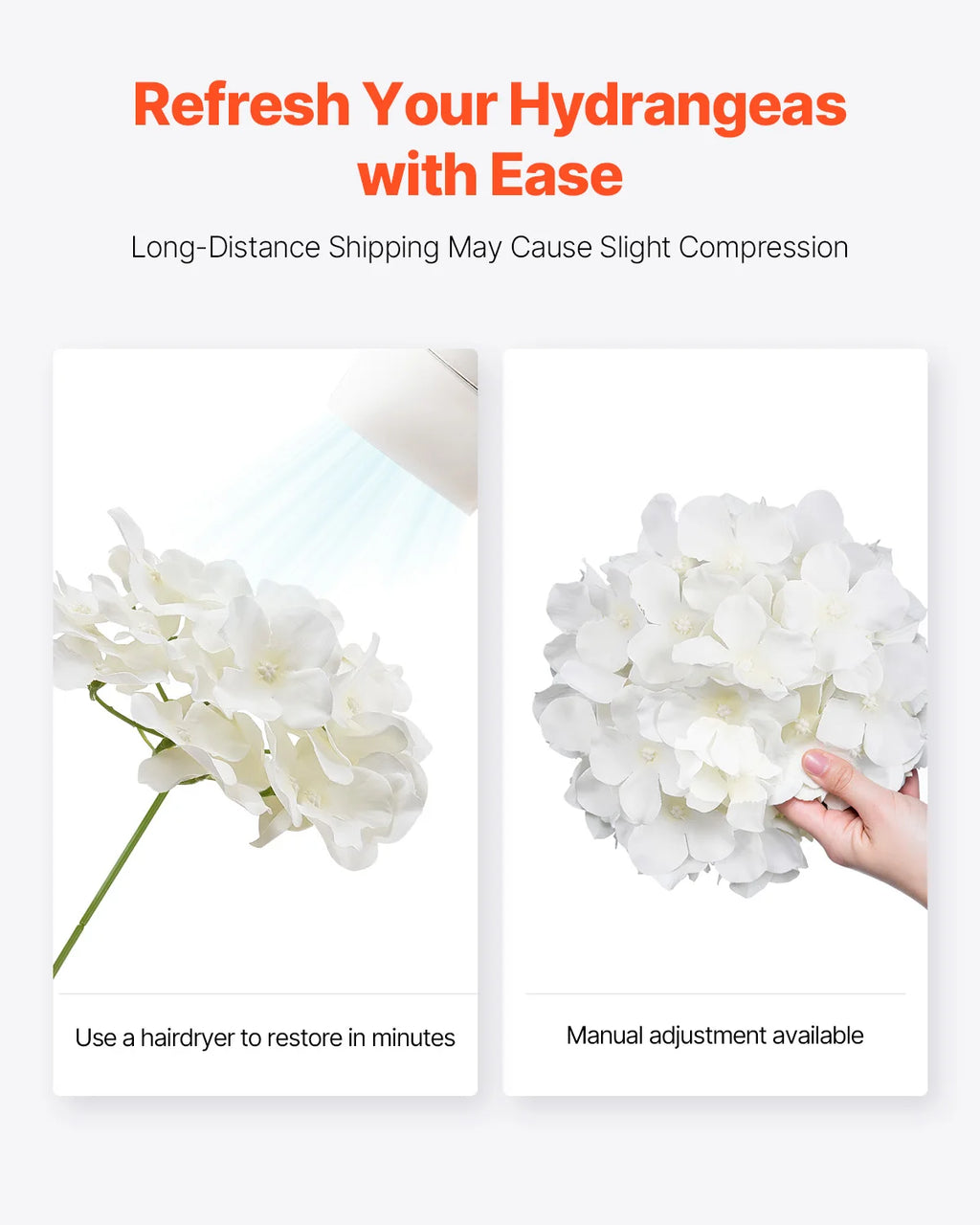 Artificial Flowers/ Real Looking White Silk Fake Hydrangea Bulk Faux/ Bridal Shower with Stem for DIY Wedding Bouquets