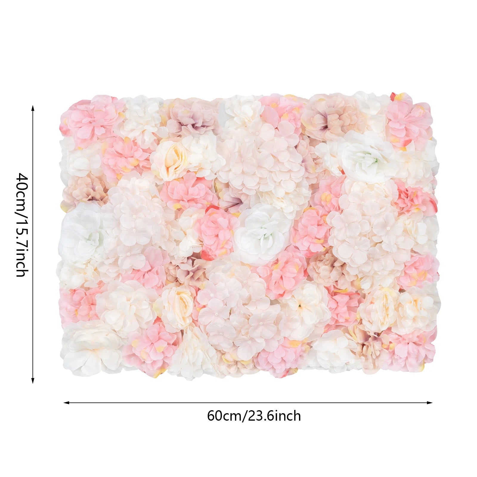 12PCS Silk Flower Walls 23.6x15.74in Artificial Floral Backdrop Realistic Rose Decoration Panel with Grid for Wedding Party Birthday