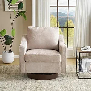 VINGL Mid-Century Modern Swivel Accent Chair, 360° Upholstered Armchair, Home Sofa with Track Arms for Living Room, Bedroom