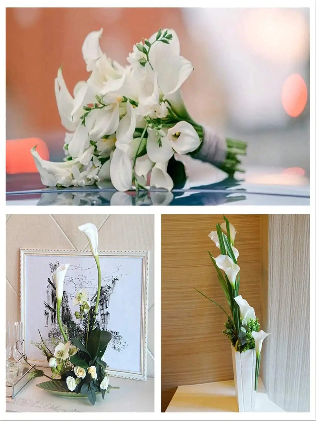 Real Touch Calla Lily Artificial Flowers, Flower Arrangement In Vase Home Decorations/ DIY Wedding Bouquet , Party Wedding Decorations