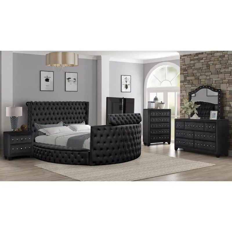 Modern Style Crystal Tufted Queen 5-Piece Bedroom Set