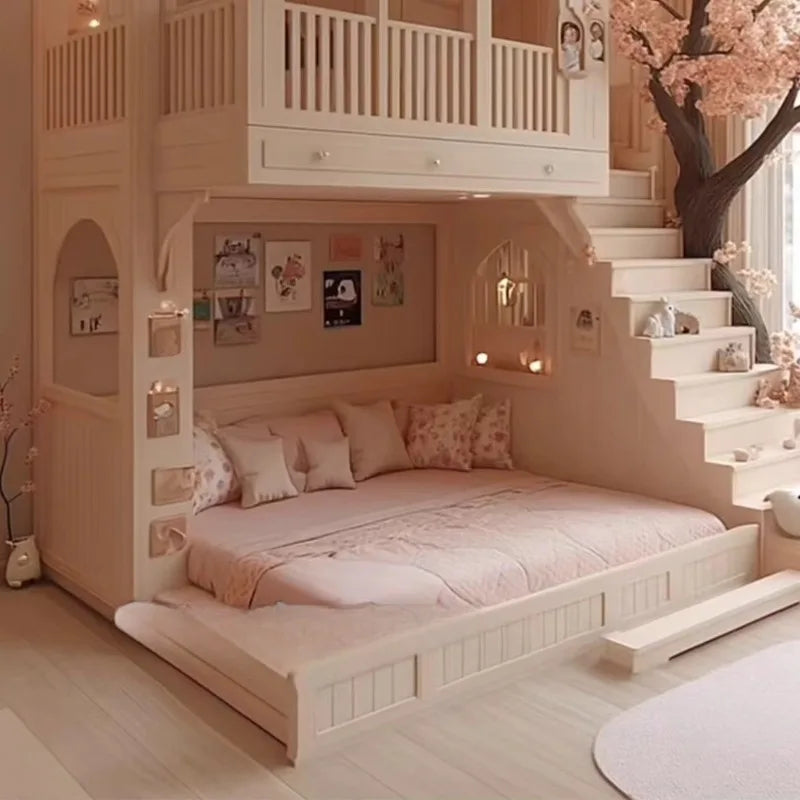 Simple Guard Rails Kids Beds/ Double Decker/ Safety Custom Design Children Beds/ Princess Modern