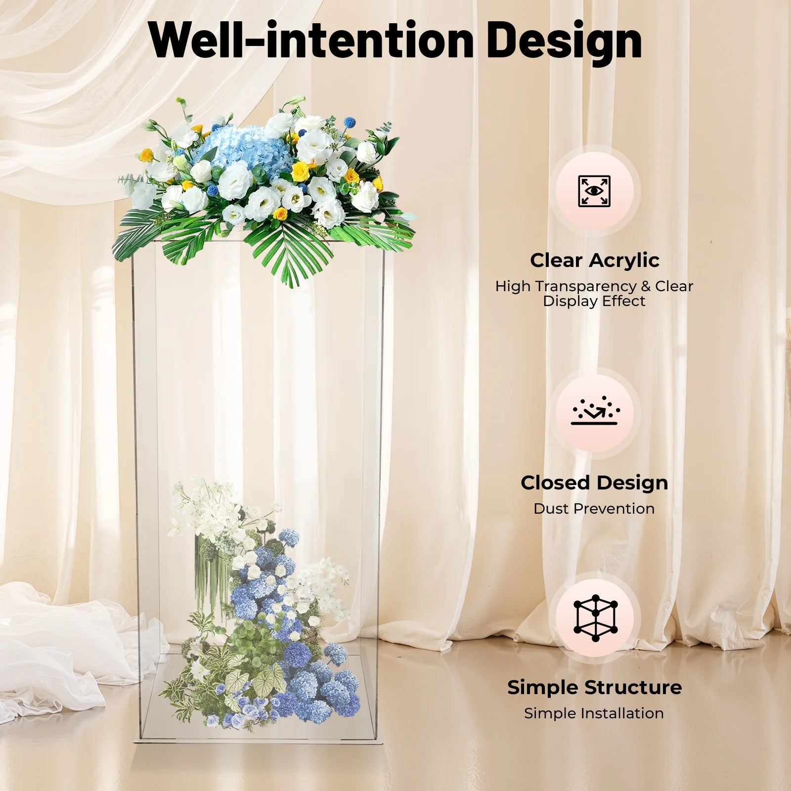 Acrylic Display Stand Freestanding Case/ Acrylic Display Box For Action Figures/ Collectibles/ Flowers 30*30*60cm