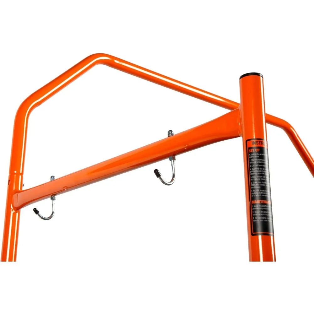 4-Foot Folding Scaffolding with 500 lbs Capacity, Safety Rail and Tool Shelf