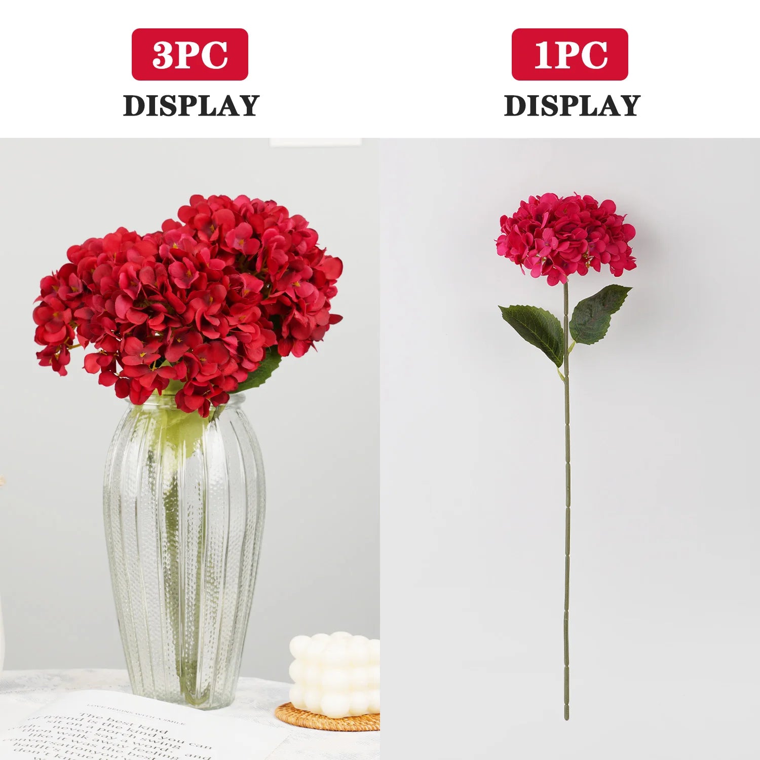 1/5/10pcs 58cm Beautiful Silk Artificial Flowers/ Hydrangea Bouquet for Home Party/ Wedding/ Living Room Decoration Accessories