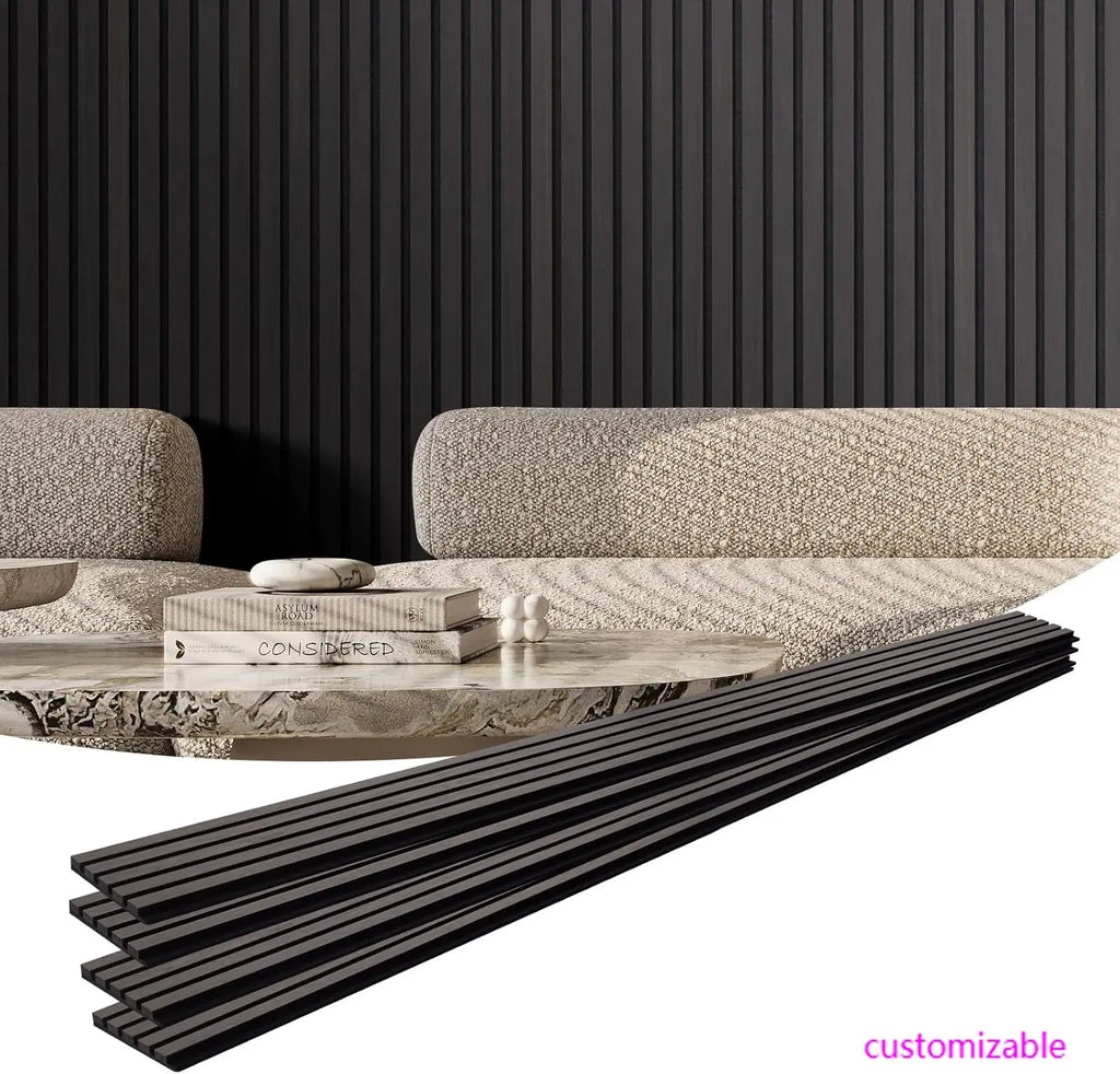 4-Piece Wood Slat Acoustic Panels, 7.9 x 94.5 Inches, MDF Decorative Wooden Wall Panels for Contemporary Interiors