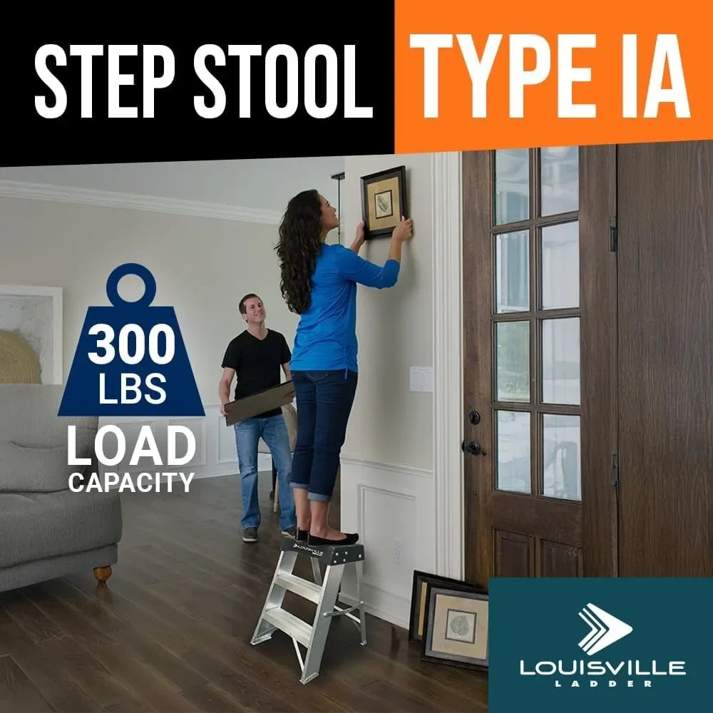 2-Foot Industrial Aluminum Step Stool, 300-Pound Load Capacity, Type IA, AS3002