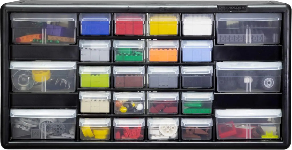 26-Drawer Plastic Drawer Storage Cabinet for Garage Organization, Bead Organizer, Lego Storage, Teacher Toolbox