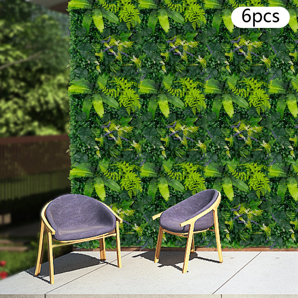 6 Pack Artificial Greenery Wall 60x40cm Faux Plant Panel for Garden Balcony Porch Wedding Party Indoor Outdoor Decoration
