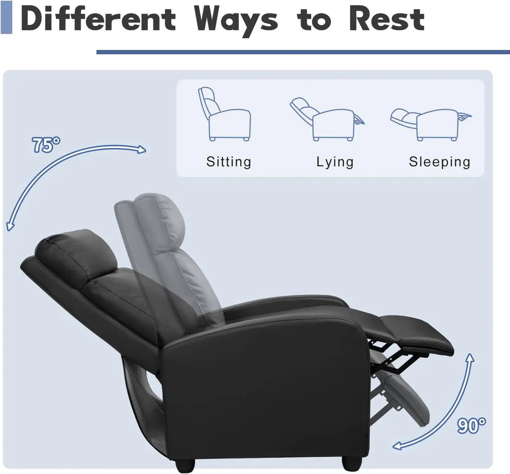 Massage Recliner Chair Adjustable PU Leather Sofa with Footrest for Living Room Home Theater