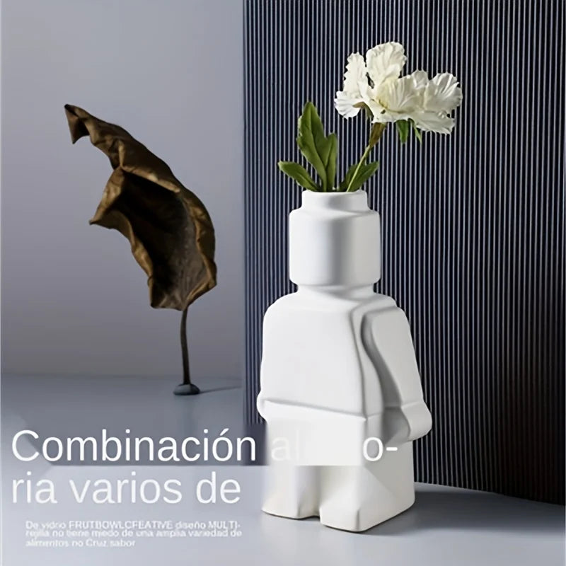 Nordic Style Ceramic Robot Vase/ Indoor Flower Pot/ Modern Home Interior Decoration/ White /Goods/ Decoration Office/ Desk Decoration