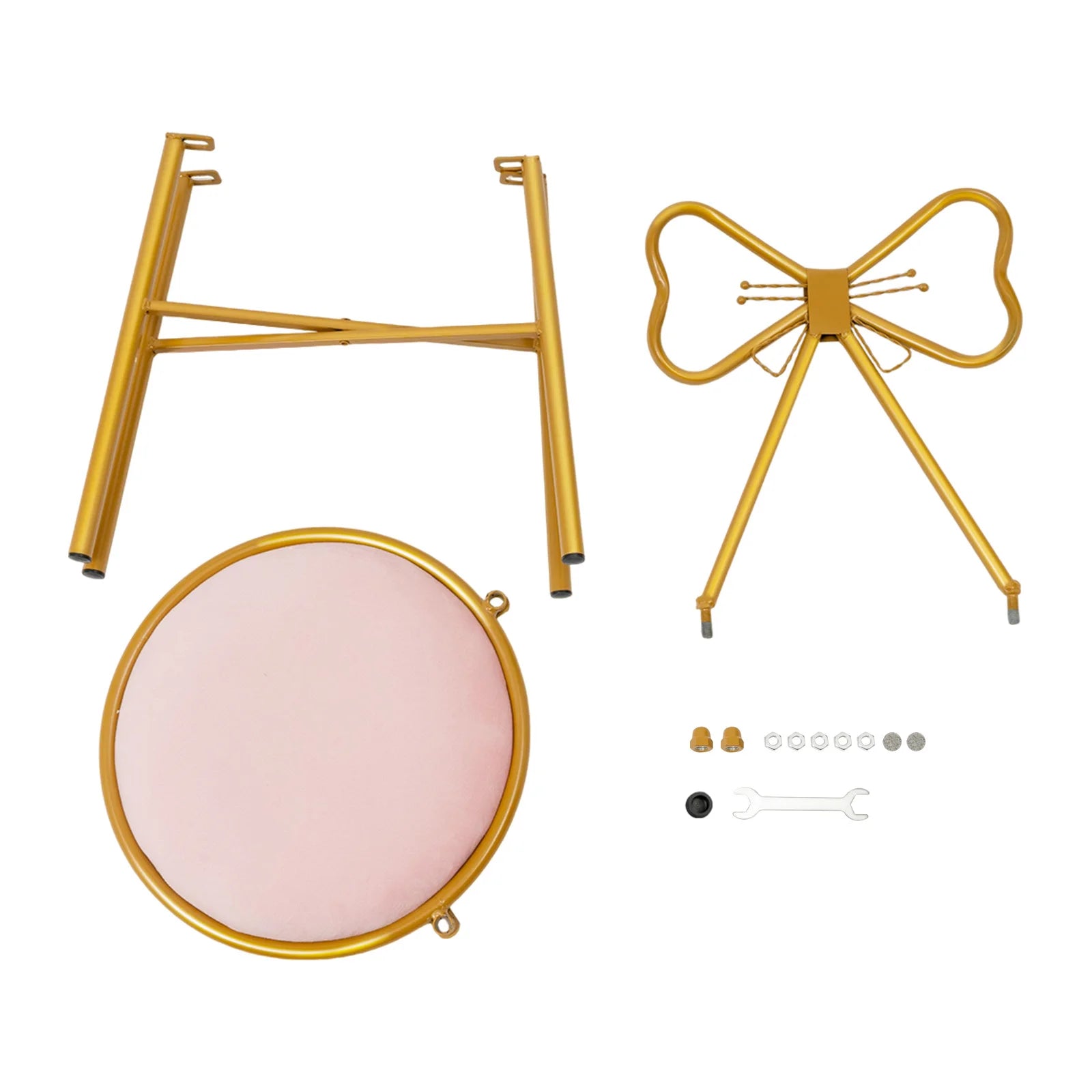 Elegant Pink Butterfly Backrest Chair with Soft Cushion, Iron Frame Dining Chair for Living Room Bedroom and Cafe Decor