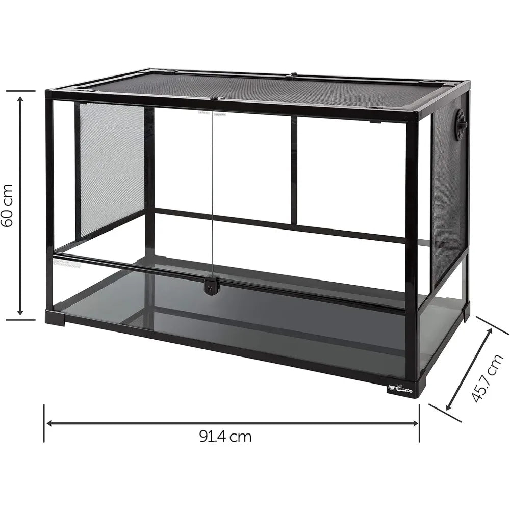 67 Gallon Reptile Glass Terrarium, Double Hinge Door Reptile Tank, Side/TOP Screens/ Ventilation Reptile
