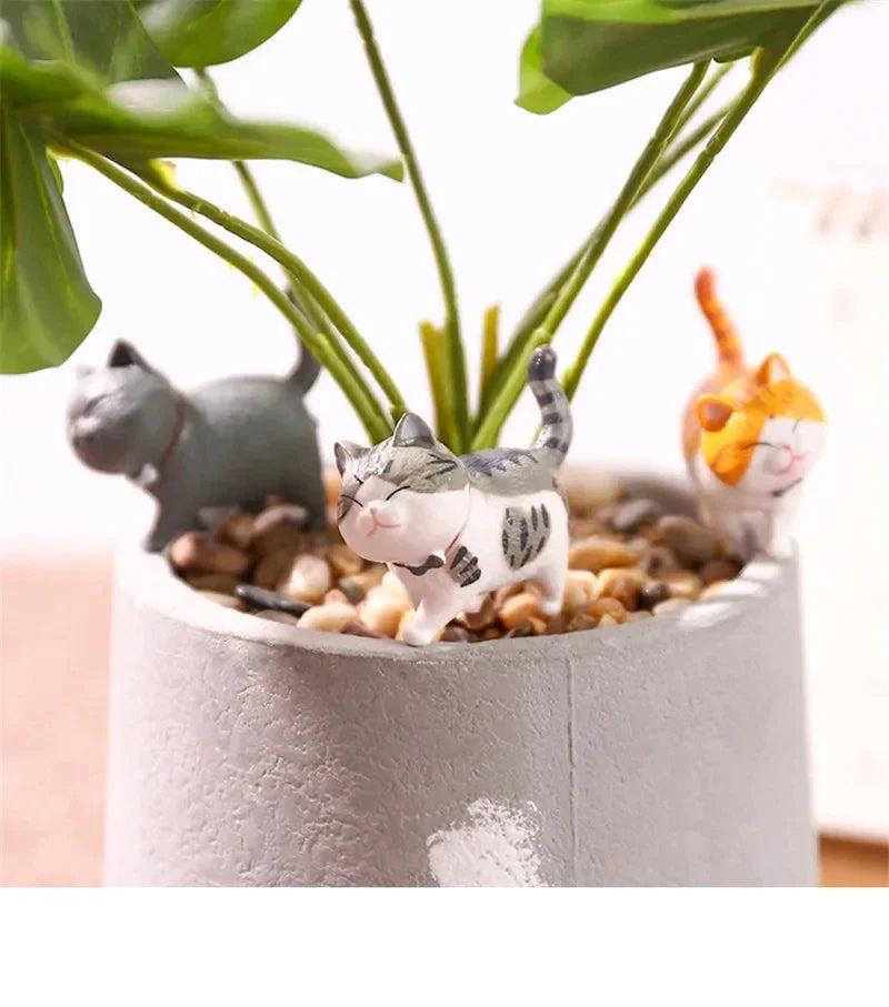 9pcs Cute Cat Ornaments Set, Kawaii Desktop Decor for Home Office, Mini Cat Figurines with Bell, Perfect Birthday Gift