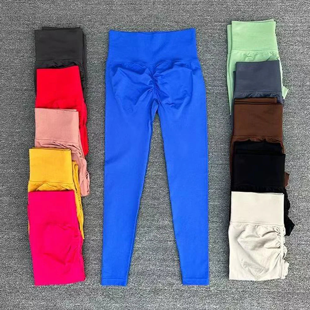 Seamless Sport Yoga High Waist Pants Leggings Sport See Through Yoga Gym Running Quick Dry Pants Scrunch Butt Pants