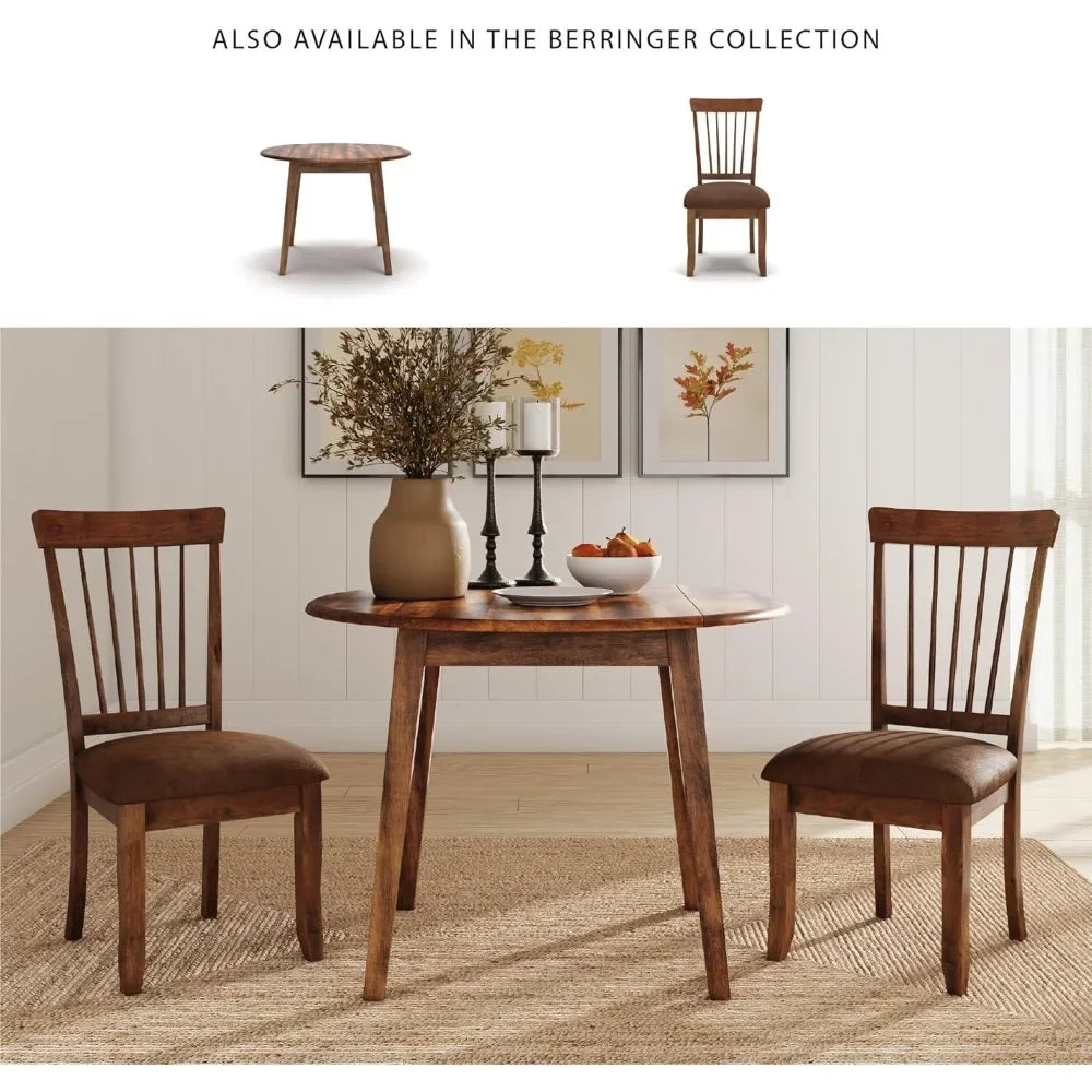 Berringer Dining Room Round Drop Leaf Table, Rustic Brown